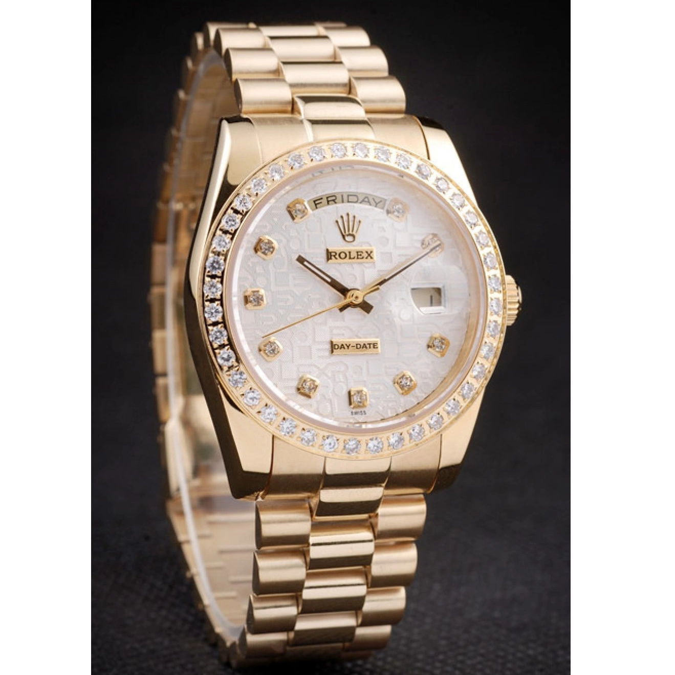 Best AAA Replica Sites Steel Yellow White Rolex Plated Dial Gold 18k Day-Date Stainless 0718